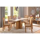 Ver imagem 5 de Mesa de Sala Jantar Patricia + Tampo Madeirado Vidro 160x80cm Savana C/ Off White - Cimol