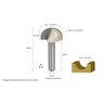 Fresa Meia Esfera / Ponta U / Meia Cana Haste 6mm Corte 1/2 - 3