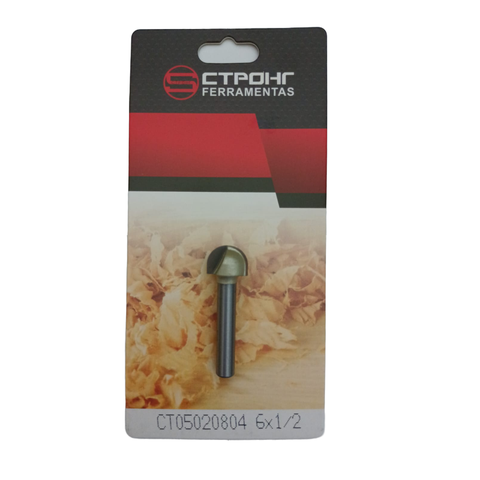 Fresa Meia Esfera / Ponta U / Meia Cana Haste 6mm Corte 1/2