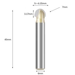 Fresa Meia Esfera / Ponta U / Meia Cana Haste 6mm Corte 1/4 - 2