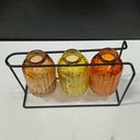 Ver imagem 5 de Jogo 3 Peças Vaso Garrafa Decorativo de Vidro Âmbar 13.2x22.0x7.9cm Enfeite Sala