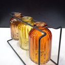 Ver imagem 6 de Jogo 3 Peças Vaso Garrafa Decorativo de Vidro Âmbar 13.2x22.0x7.9cm Enfeite Sala