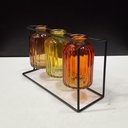 Ver imagem 3 de Jogo 3 Peças Vaso Garrafa Decorativo de Vidro Âmbar 13.2x22.0x7.9cm Enfeite Sala