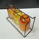 Ver imagem 4 de Jogo 3 Peças Vaso Garrafa Decorativo de Vidro Âmbar 13.2x22.0x7.9cm Enfeite Sala