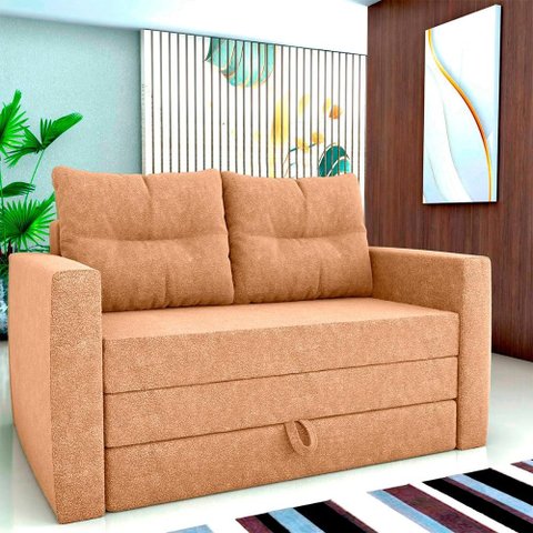 Sofá Cama 2 Lugares Casal 1,50 Mts Bouclê Luma Matrix Cor:boucle Mostarda