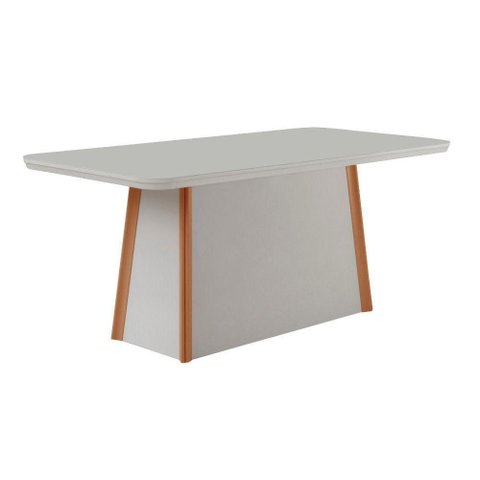 Mesa de Jantar Diane 180cm Tampo Mdf e Vidro Canto Copo Naturalle /off White /serig. Off