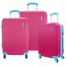 Kit Conjunto 3 Malas de Viagem Fibra Giro 360 Expansor PMG - ROSA SINTRA - 1
