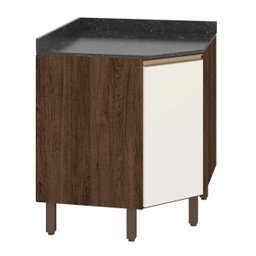 Balcão Canto Obliquo 100% MDF Kali Premium 3087.21 Amendoa Rust Off White Nicioli - 1