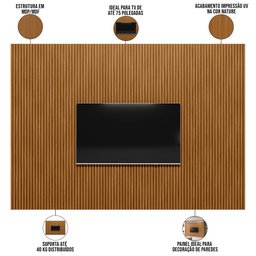 Painel Ripado de Madeira para Sala Quarto 297x250cm Slats L05 Nature - Lyam Decor - 5