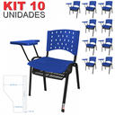 Ver imagem 2 de Cadeira Universitária Plástica Azul Porta Livros Plástico 10 Unidades Prancheta Plástica - Ultra