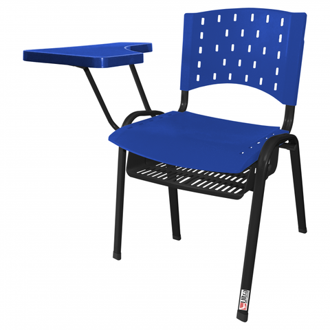 Cadeira Universitária Plástica Azul Porta Livros Plástico 10 Unidades Prancheta Plástica - Ultra