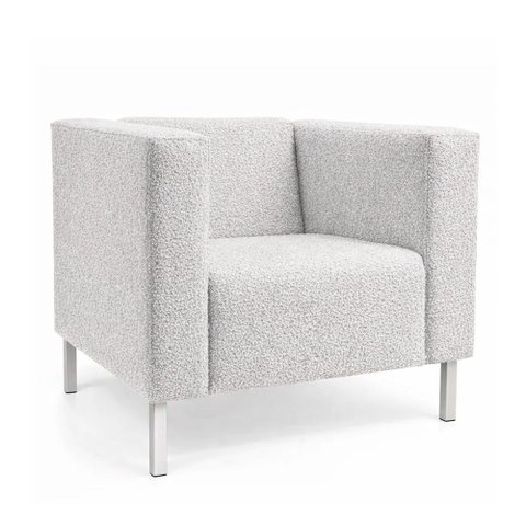 Poltrona Decorativa Perola Kubo Bouclé Cinza - Sallar Home