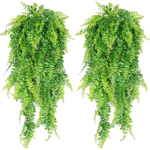 2 Unidades Samambaias Verde Pendente Folhagem Verde 65cm