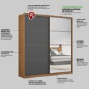 Ver imagem 6 de Guarda-roupas Casal 2 Portas com Espelho Multimóveis Cr35227 Amêndola Grafito
