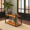 Ver imagem 2 de Mesa de Centro Lateral Canto Atenas 2 Prateleiras Mdf Estrutura de Metalon Moderna:preto-nature