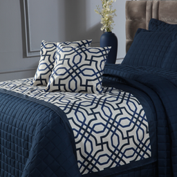 Decoração Quarto Elegante Cobre Leito + Peseira + Capa de Almofada Cama King 06 Peças.:azul - 2