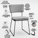 Ver imagem 5 de Kit 4 Cadeiras Decorativa Estofada Para Sala De Jantar Base Aço Allana L02 Linho Cinza - Lyam