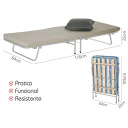 Cama Dobrável Prata com Colchão - Prata - 4