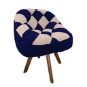 Ver imagem 2 de Poltrona Paloma Escritório Sala Giratória Madeira Suede Azul Marinho e Suede Bege Rosado - Dominic D
