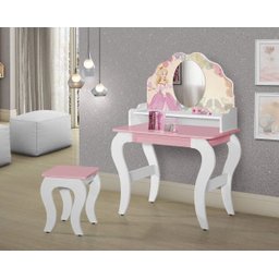 Penteadeira Infantil Princesa com Espelho - Rosa - 1