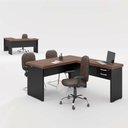 Ver imagem 1 de Mesa em L Aster 2 Gavetas Noce Preto