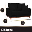 Ver imagem 2 de Kit Sofa Sena 2 e 3 Lugares Base de Madeira para Sala Hotel Linho Preto