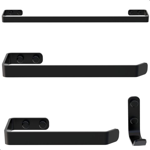 Kit de Acessórios para Banheiro Preto Fosco 4 Peças Fs