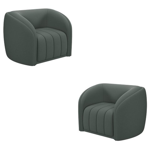 Kit 2 Poltronas Decorativas Sala de Estar Adam Veludo Cinza G45 - Gran Belo Poltrona Adam