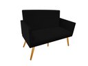 Ver imagem 2 de Namoradeira Nina Decorativa Suede Preto 2 Lugares Pés Madeira Ms Decor