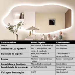 Espelho Led Organico C/ Touch Banheiro/sala/quarto 150x60 Cm - 6