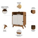 Ver imagem 3 de Buffet Aparador 65cm 2 Portas Orgânico Marlo Nature/Off Z56 - Mpozenato