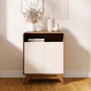 Ver imagem 1 de Buffet Aparador 65cm 2 Portas Orgânico Marlo Nature/Off Z56 - Mpozenato