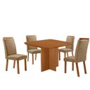 Ver imagem 1 de Mesa de Jantar Olimpia 90cm Tampo MDF Laminado Canto Copo com 4 Cadeiras Aline