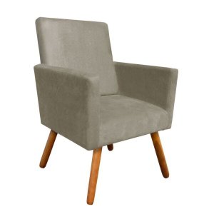 Poltrona Decorativa Nina Suede com Encosto Alto - D'Rossi - Marrom Rato