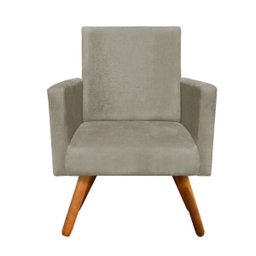 Poltrona Decorativa Nina Suede com Encosto Alto - D'Rossi - Marrom Rato - 2