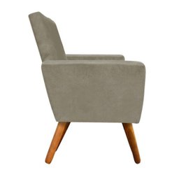 Poltrona Decorativa Nina Suede com Encosto Alto - D'Rossi - Marrom Rato - 3