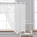 Ver imagem 7 de Cortina Bando Renda Cascata Cozinha Floral 2,95x1,00 Variada:Branca