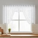 Ver imagem 4 de Cortina Bando Renda Cascata Cozinha Floral 2,95x1,00 Variada:Branca