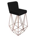 Ver imagem 2 de Kit 02 Banqueta Alta Com Encosto Loki Cozinha Bar Balcão Bistrô Ferro Bronze Corino Preto -