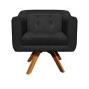 Ver imagem 1 de Poltrona Giratória Julia Suede Base Madeira - D'Rossi - Preto