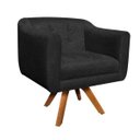 Ver imagem 2 de Poltrona Giratória Julia Suede Base Madeira - D'Rossi - Preto