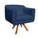 Ver imagem 2 de Poltrona Giratória Julia Suede Base Madeira - D'Rossi - Azul Marinho