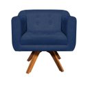 Ver imagem 1 de Poltrona Giratória Julia Suede Base Madeira - D'Rossi - Azul Marinho