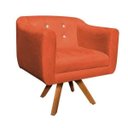 Ver imagem 2 de Kit 2 Poltronas Giratória Julia Suede Base Madeira com Strass - D'Rossi - Laranja