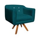 Ver imagem 2 de Kit 2 Poltronas Giratória Julia Suede Base Madeira com Strass - D'Rossi - Azul Pavão