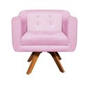 Ver imagem 3 de Kit 2 Poltronas Giratória Julia Suede Base Madeira com Strass - D'Rossi - Rosa Bebê