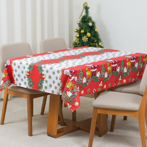 Toalha de Mesa 4 Lugares Brilhare Estampada Natal 1,45x1,45cm Tecido Oxford:Estampa 1