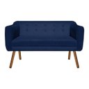 Ver imagem 4 de Kit Namoradeira 02 Lugares e 02 Poltronas Giratória Julia Suede - D'Rossi - Azul Marinho