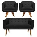 Ver imagem 1 de Kit Namoradeira 02 Lugares e 02 Poltronas Giratória Julia Suede - D'Rossi - Preto
