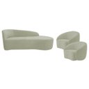 Ver imagem 2 de Kit Divã Recamier Orgânico França 140cm Lado Direito e 2 Poltronas Amore Bouclé